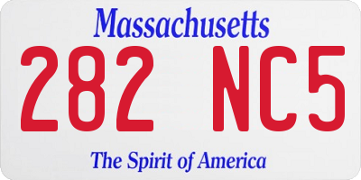 MA license plate 282NC5