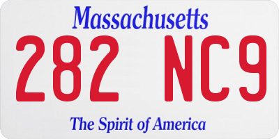 MA license plate 282NC9