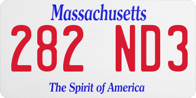 MA license plate 282ND3