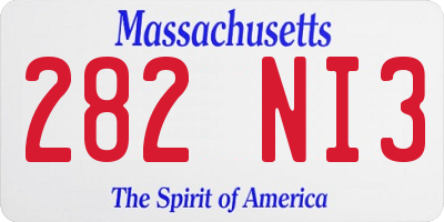 MA license plate 282NI3