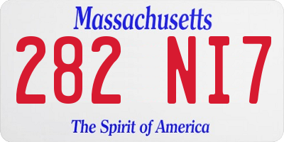 MA license plate 282NI7