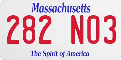 MA license plate 282NO3