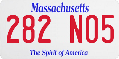 MA license plate 282NO5