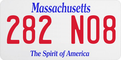 MA license plate 282NO8