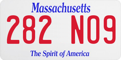 MA license plate 282NO9