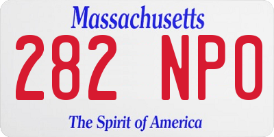 MA license plate 282NP0