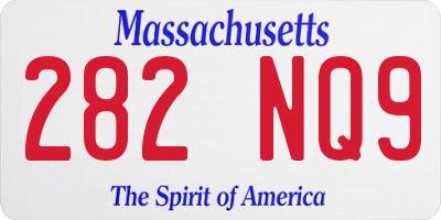 MA license plate 282NQ9