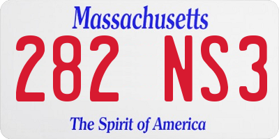 MA license plate 282NS3