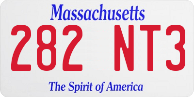 MA license plate 282NT3