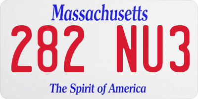 MA license plate 282NU3