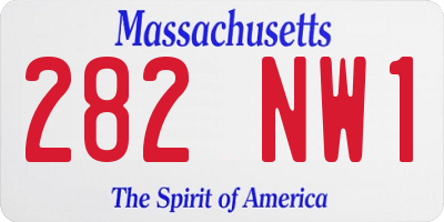 MA license plate 282NW1