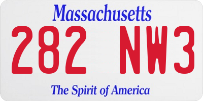 MA license plate 282NW3