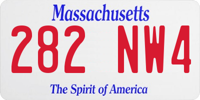 MA license plate 282NW4