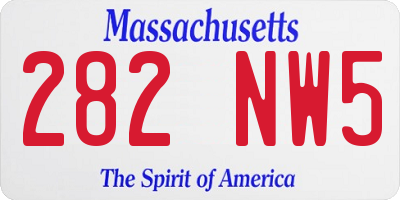 MA license plate 282NW5