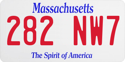 MA license plate 282NW7