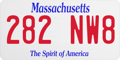MA license plate 282NW8