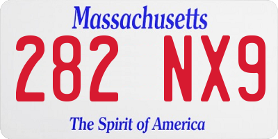 MA license plate 282NX9