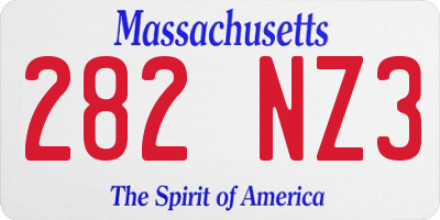 MA license plate 282NZ3
