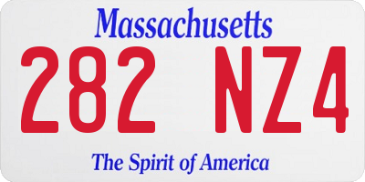 MA license plate 282NZ4