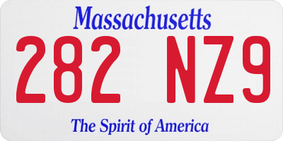 MA license plate 282NZ9