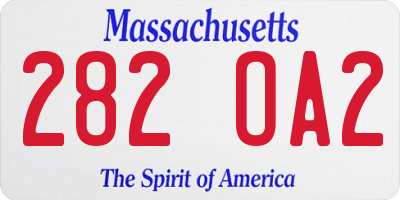 MA license plate 282OA2