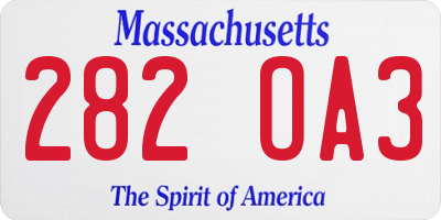 MA license plate 282OA3