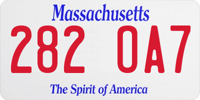 MA license plate 282OA7