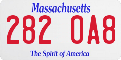 MA license plate 282OA8