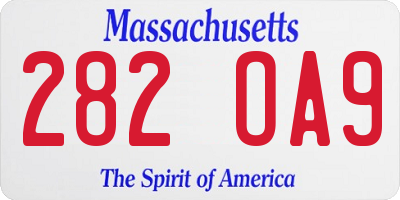 MA license plate 282OA9