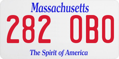 MA license plate 282OB0