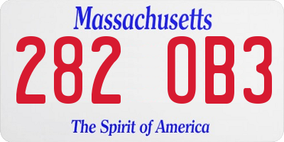 MA license plate 282OB3
