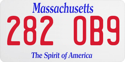 MA license plate 282OB9