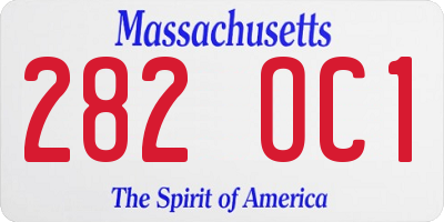 MA license plate 282OC1