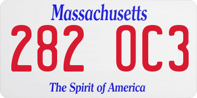MA license plate 282OC3