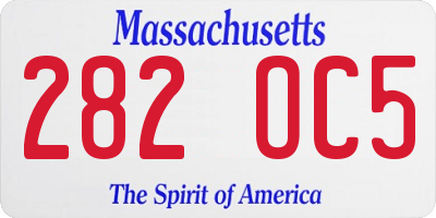 MA license plate 282OC5