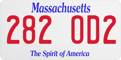 MA license plate 282OD2
