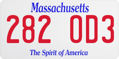 MA license plate 282OD3
