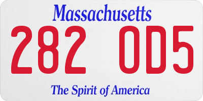 MA license plate 282OD5