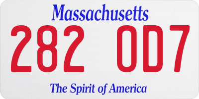 MA license plate 282OD7