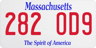 MA license plate 282OD9