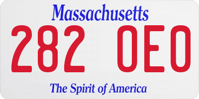 MA license plate 282OE0