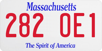 MA license plate 282OE1