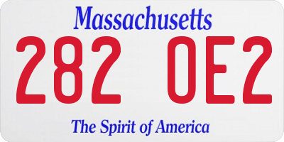 MA license plate 282OE2