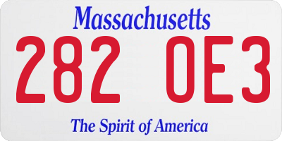 MA license plate 282OE3