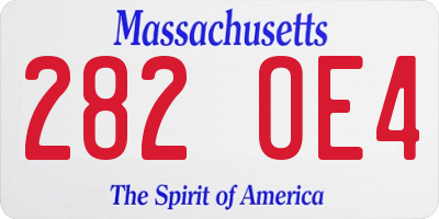 MA license plate 282OE4