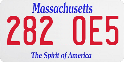 MA license plate 282OE5