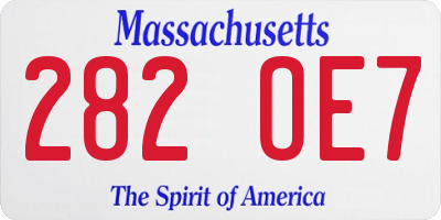 MA license plate 282OE7