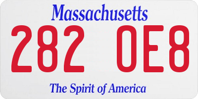 MA license plate 282OE8