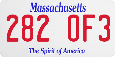 MA license plate 282OF3