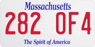 MA license plate 282OF4